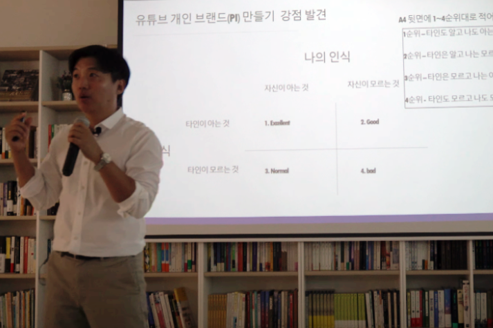 원장, CEO 대상 마케팅 강의를 진행 중인 덕PD
